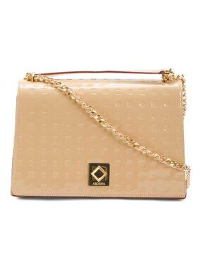 ARCADIA Made In Italy Patent Leather Chain Crossbody With Flap Over